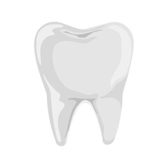 White tooth. Dental health and hygiene. Flat vector illustration isolated on white background.