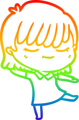 rainbow gradient line drawing cartoon woman