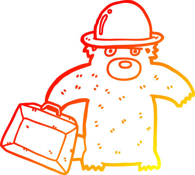 recommend clip art: warm gradient line drawing cartoon business bear