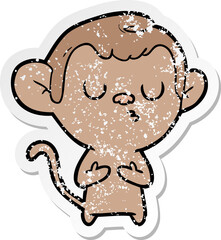 distressed sticker of a cartoon monkey