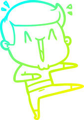 cold gradient line drawing cartoon excited man