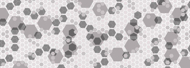 Abstract hexagon geometrical cyber tech metaverse digital web 3 horizontal white banner template. Geometrical technology sci fi design blank