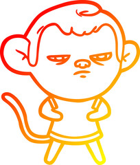warm gradient line drawing cartoon monkey