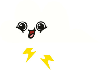flat color retro cartoon storm cloud