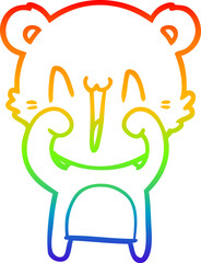 rainbow gradient line drawing happy polar bear cartoon
