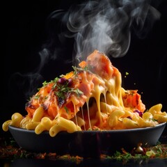 Smoked Salmon Macaroni and Cheese - Generative Ai Illustration