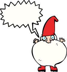 cartoon tiny santa with speech bubble
