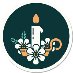 tattoo style sticker of a candle holder