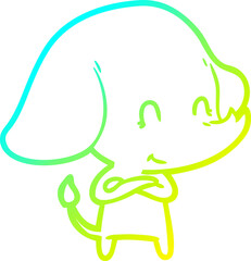 cold gradient line drawing cute cartoon elephant
