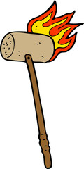 cartoon croquet mallet and ball