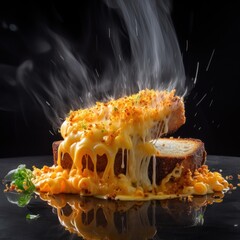 Macaroni Crusted Garlic Bread - Generative Ai Illustration