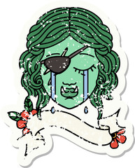 crying orc rogue character face grunge sticker