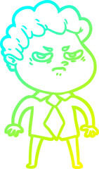cold gradient line drawing cartoon angry man