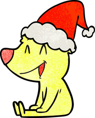 sitting bear textured cartoon of a wearing santa hat