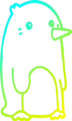 cold gradient line drawing cartoon penguin