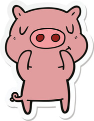Obraz na płótnie Canvas sticker of a cartoon content pig