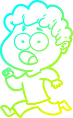 cold gradient line drawing cartoon man gasping in surprise