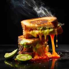 Spicy Mexican Avocado Cheese Melt - Generative Ai Illustration