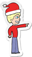 sticker of a cartoon man ready for christmas