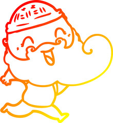 warm gradient line drawing happy bearded man