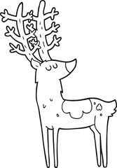 black and white cartoon stag