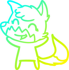 cold gradient line drawing happy cartoon fox