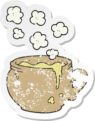 retro distressed sticker of a cartoon mug of soup