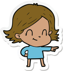 sticker of a cartoon friendly girl