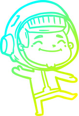 cold gradient line drawing happy cartoon astronaut