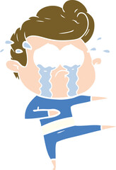 flat color style cartoon crying dancer