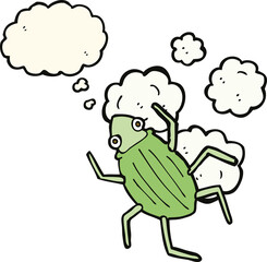 cartoon bug with thought bubble
