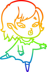 rainbow gradient line drawing cute cartoon vampire girl