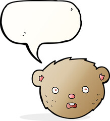cartoon teddy bear face with speech bubble