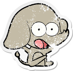 distressed sticker of a cute cartoon elephant