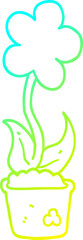 cold gradient line drawing cute cartoon flower