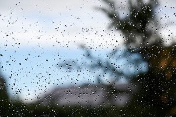 Raindrops on window glass