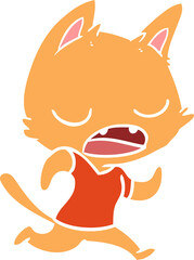 talking cat flat color style cartoon