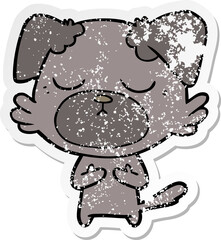 distressed sticker of a cute cartoon dog