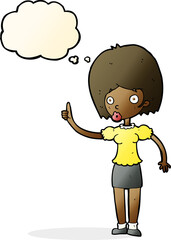 cartoon woman with idea with thought bubble