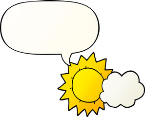 cartoon weather and speech bubble in smooth gradient style