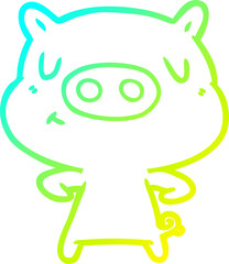 cold gradient line drawing cartoon content pig