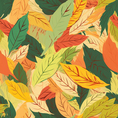 Naklejka na ściany i meble Summer Leaves Colorful Seamless Pattern