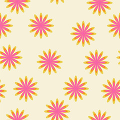 seamless pattern with flowers. Retro floral prints. 70s flower power vibes. old-fashined garden graphics