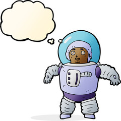 Obraz na płótnie Canvas cartoon space man with thought bubble