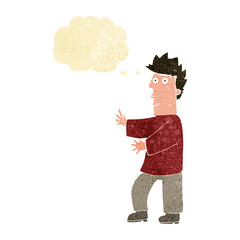 Fototapeta premium cartoon nervous man waving with thought bubble