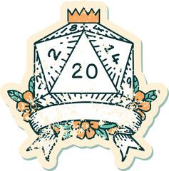 natural 20 critical hit D20 dice roll illustration