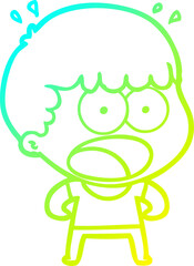 cold gradient line drawing cartoon shocked man