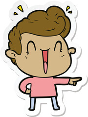 sticker of a cartoon excited man