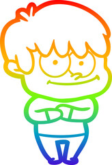 rainbow gradient line drawing happy cartoon man