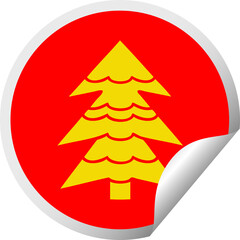 Fototapeta premium circular peeling sticker cartoon snow covered tree